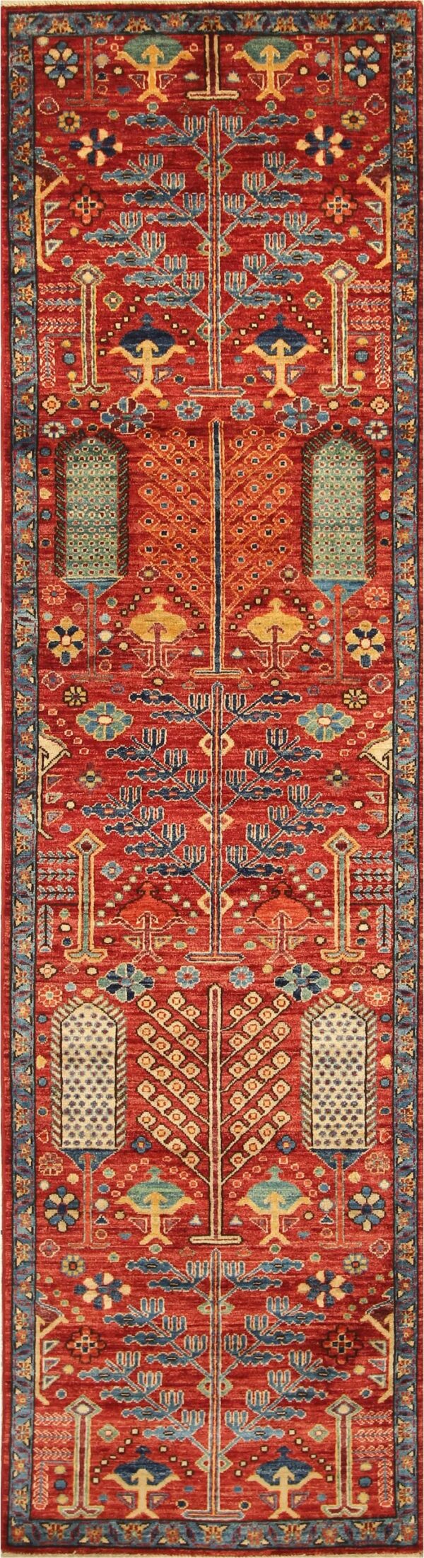 Afghan Bakshaish garden rug knotted by hand with hand-spun, vegetable-dyed wool. All-over tree of life motifs.
