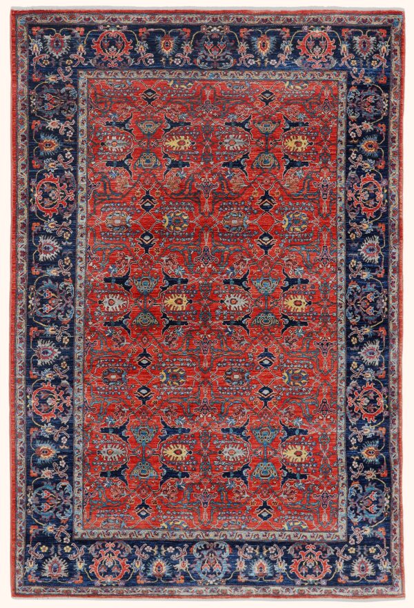 Afghan all-over Bijar rug knotted by hand with hand-carded, hand-spun, vegetable-dyed wool.