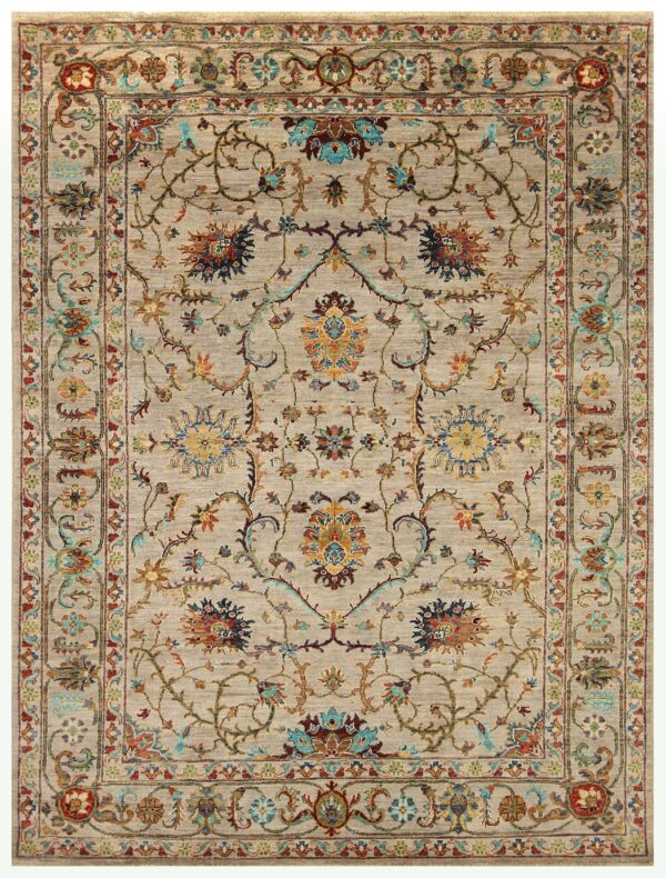 Afghan Agra rug knotted by hand with hand-spun, vegetable-dyed wool. All-over tree of life motifs.