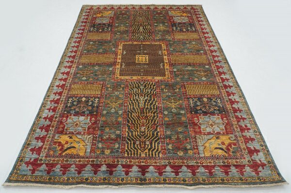 Afghan Safavid garden rug knotted by hand with hand-spun, vegetable-dyed wool.