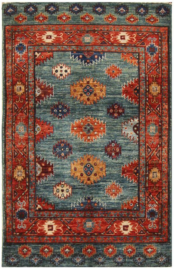 Afghan Turkoman rug knotted by hand with hand-spun, vegetable-dyed wool.