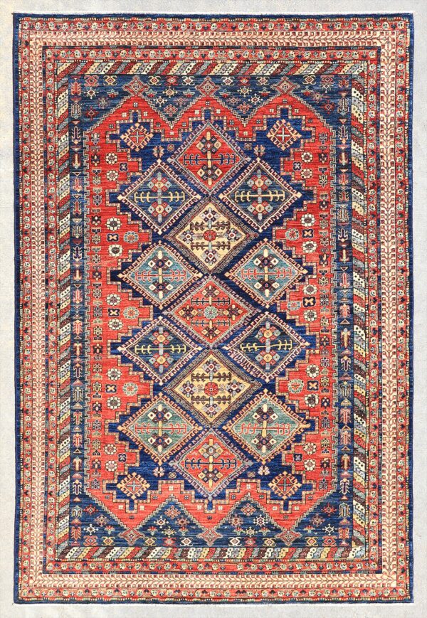 Afghan Afshar rug knotted by hand with hand-carded, hand-spun, vegetable-dyed wool.
