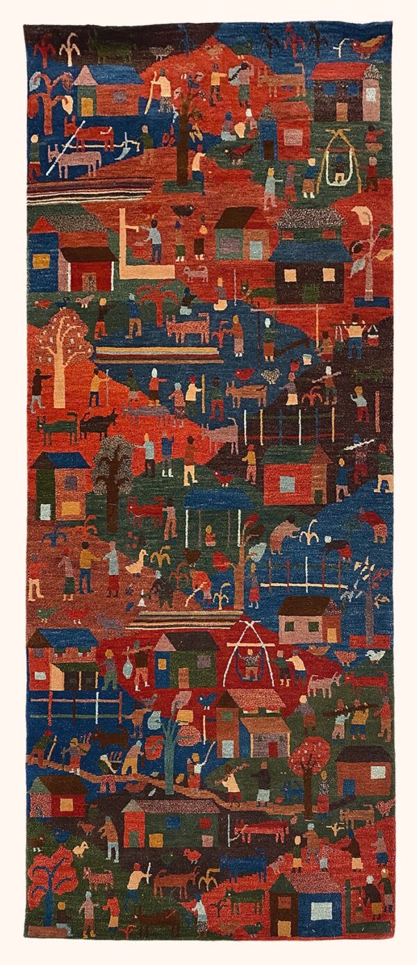 Nepal Gaon Naksha rug knotted by hand with hand-carded, hand-spun, vegetable-dyed wool.