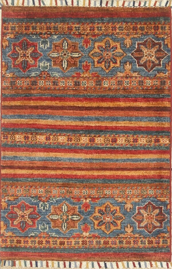 Afghan tribal Khorjin rug knotted by hand with hand-spun, vegetable-dyed wool.
