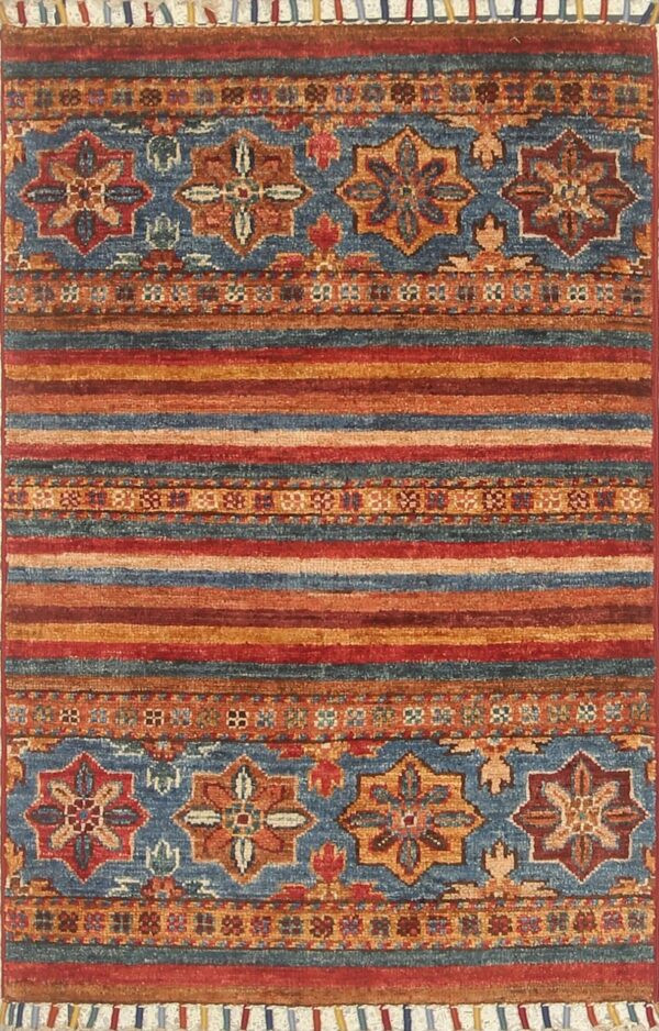 Afghan tribal Khorjin rug knotted by hand with hand-spun, vegetable-dyed wool.
