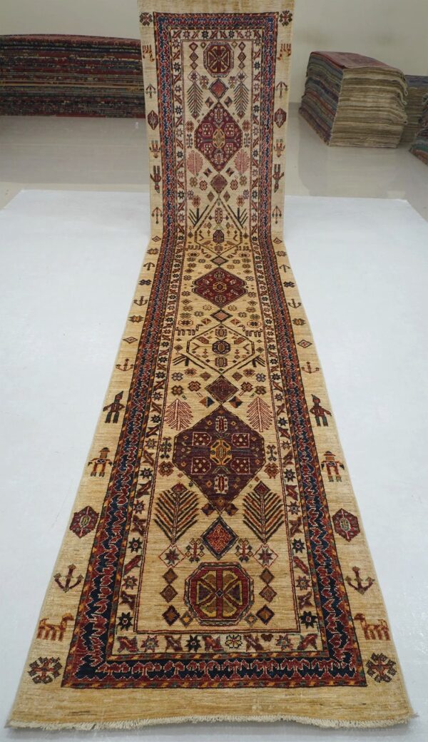 Afghan tribal Kurd rug knotted by hand with hand-spun, vegetable-dyed wool.