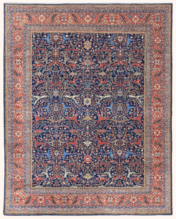 Afghan all-over Bijar rug knotted by hand with hand-carded, hand-spun, vegetable-dyed wool.
