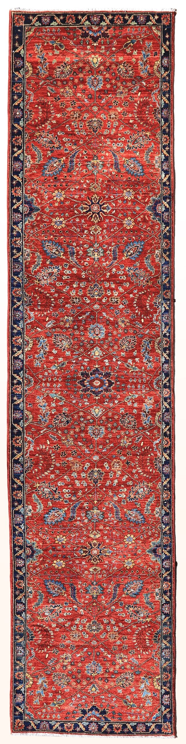 Afghan Kashan rug hand-knotted with hand-carded, hand-spun, vegetable dyed wool. Very fine weave.