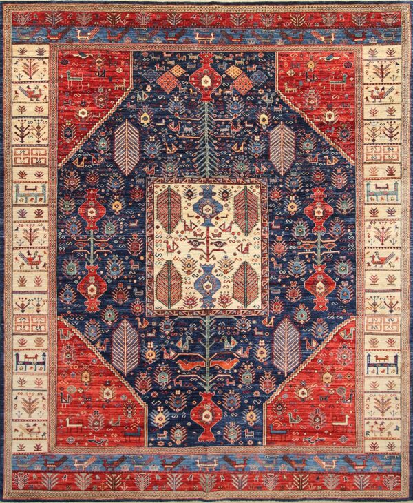 Afghan tribal Kurd rug knotted by hand with hand-spun, vegetable-dyed wool.