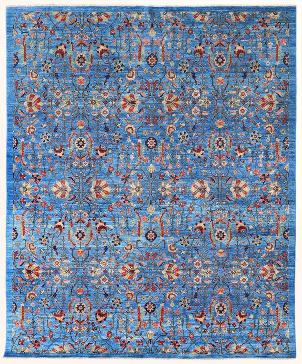 Afghan Ferahan rug knotted by hand with hand-carded, hand-spun, vegetable-dyed wool. A classic floral design.