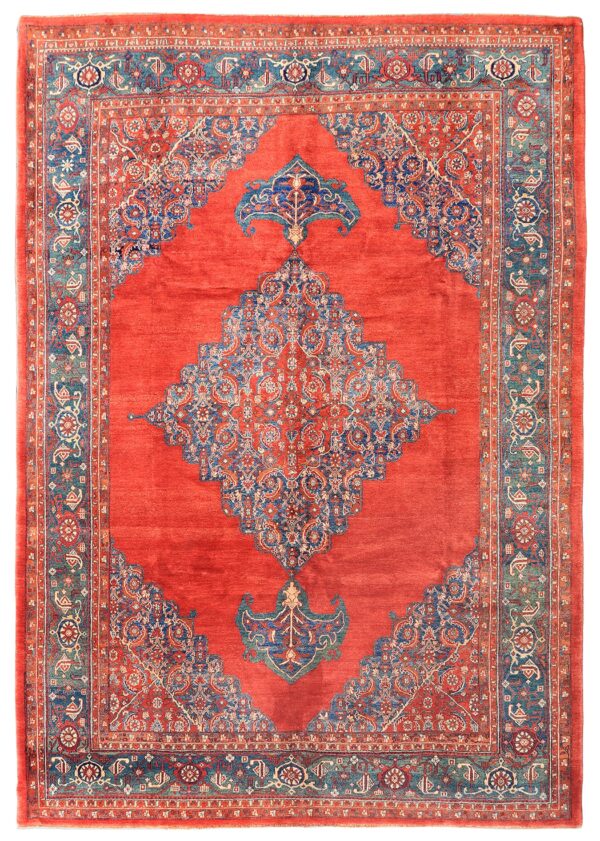 India center medallion Bijar rug knotted by hand with hand-carded, hand-spun, vegetable-dyed wool.