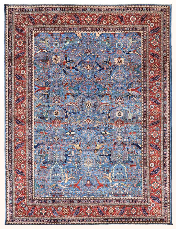 Afghan all-over Bijar rug knotted by hand with hand-carded, hand-spun, vegetable-dyed wool.