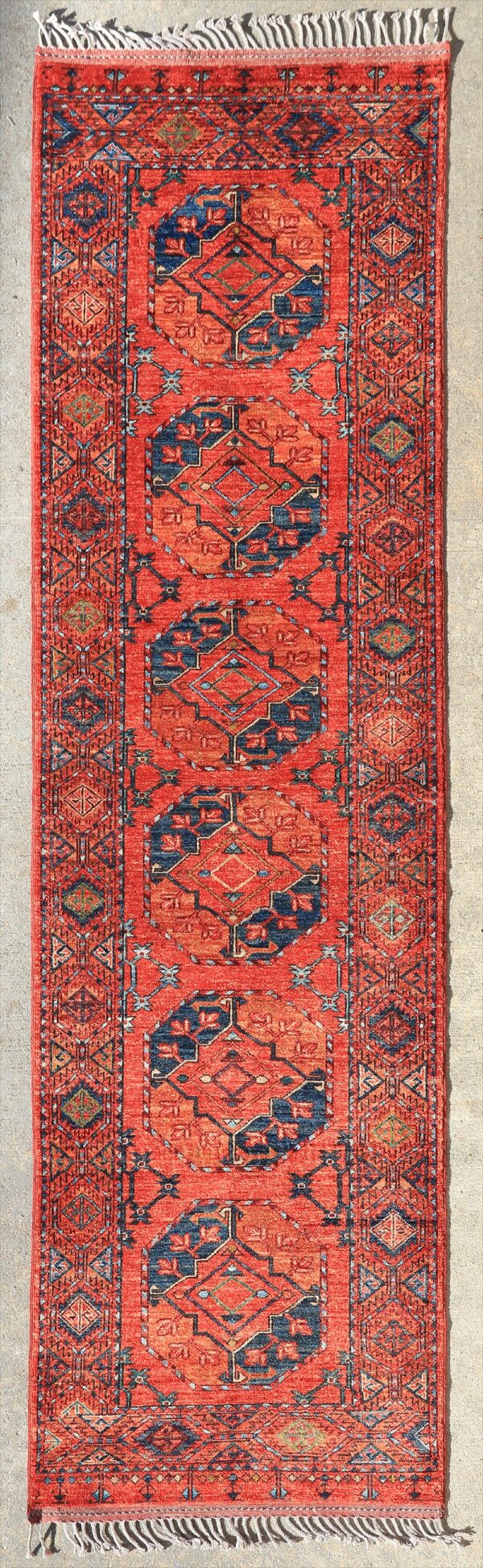 Afghan Turkoman Ersari Gul-i-Gul rug hand-knotted with hand-carded, hand-spun, vegetable-dyed wool.