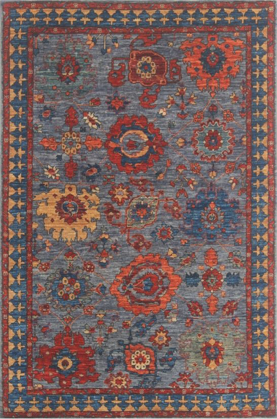Afghan Mahal rug knotted by hand with hand-carded, hand-spun, vegetable-dyed wool.
