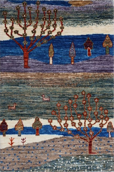 Afghan Gabbeh rug knotted by hand with hand-spun, vegetable-dyed wool.