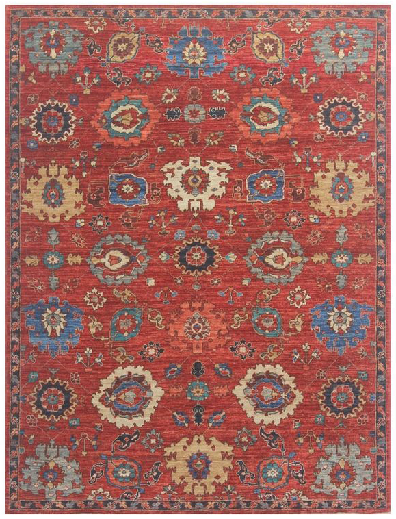 Afghan Mahal rug knotted by hand with hand-spun, vegetable-dyed wool.
