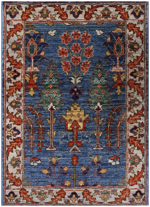 Afghan Bakshaish garden rug knotted by hand with hand-spun, vegetable-dyed wool. All-over tree of life motifs.