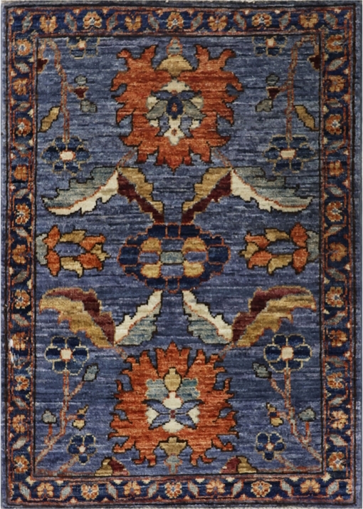Afghan Ferahan rug knotted by hand with hand-spun, vegetable-dyed wool. A classic floral design.