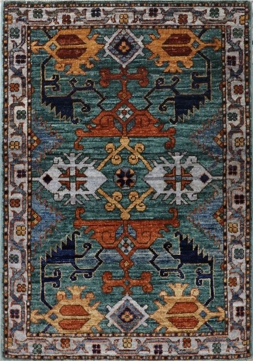 Afghan Shirvan rug knotted by hand with hand-spun, vegetable-dyed wool. All-over jewel tone tribal medallions.