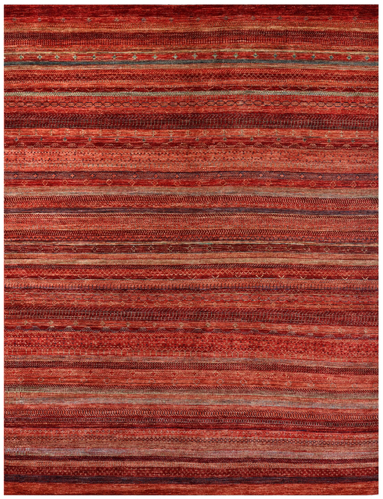 Afghan Gabbeh rug knotted by hand with hand-spun, vegetable-dyed wool.