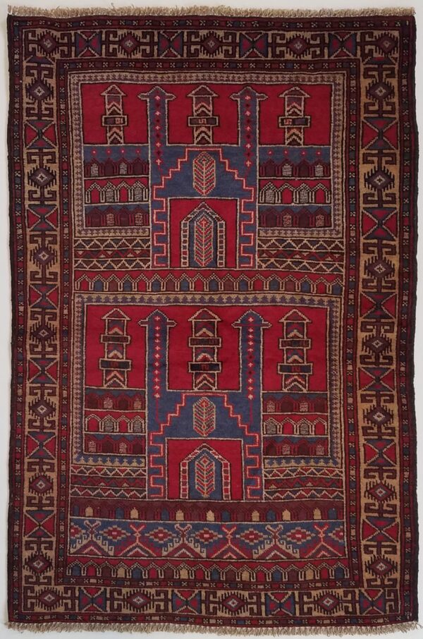 Afghanistan Balouch prayer rug knotted by hand.
