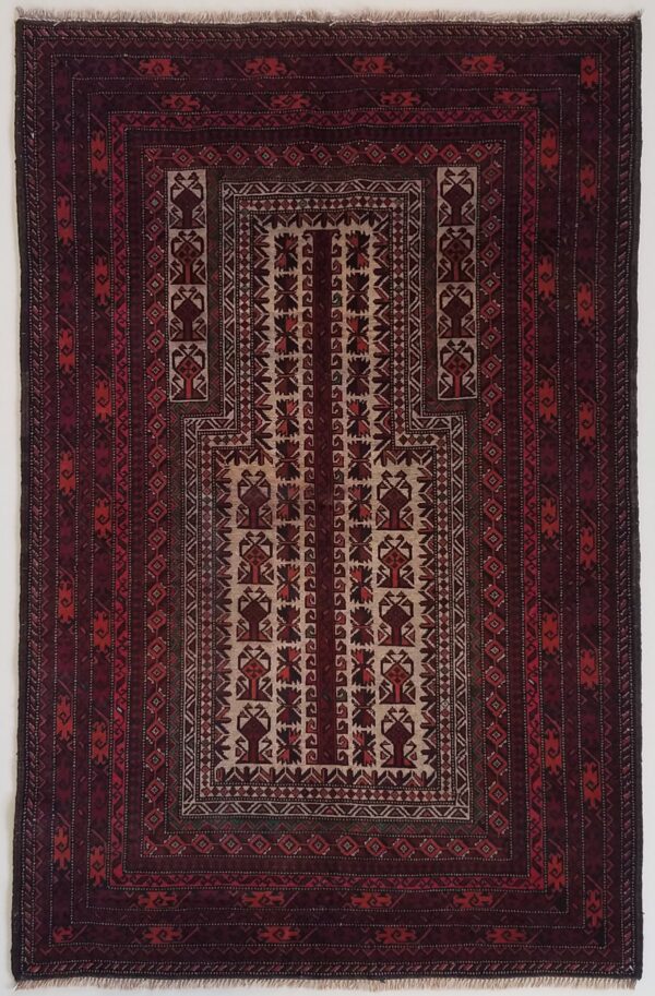 Afghanistan Balouch prayer rug knotted by hand.
