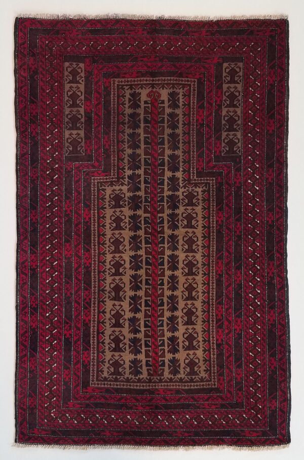 Afghanistan Balouch prayer rug knotted by hand.