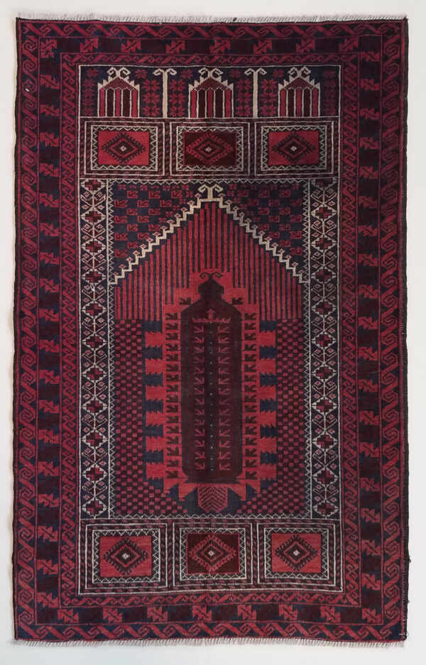Afghanistan Balouch prayer rug knotted by hand.
