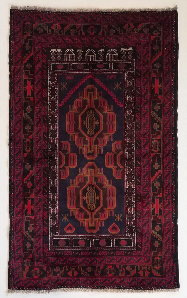 Afghanistan Balouch prayer rug knotted by hand.