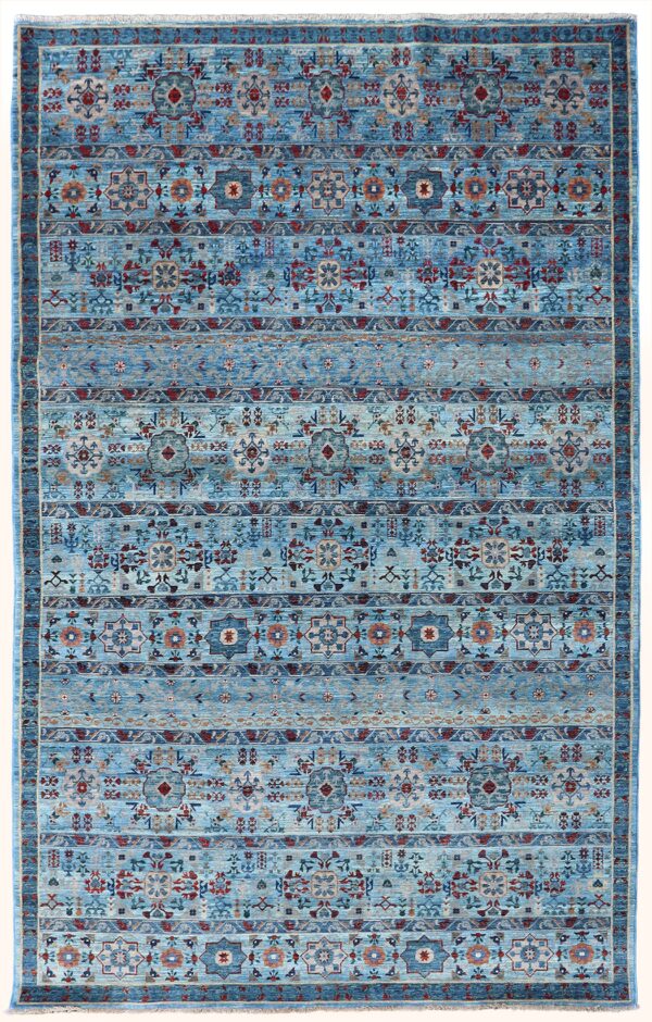 Afghan tribal Kurd rug knotted by hand with hand-carded, hand-spun, vegetable-dyed wool.