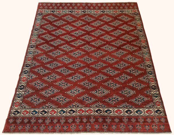 Afghan Turkoman Yomud rug knotted by hand with hand-carded, hand-spun, vegetable-dyed wool.