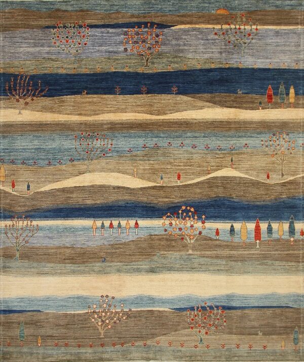 Afghan Gabbeh rug knotted by hand with hand-spun, vegetable-dyed wool.