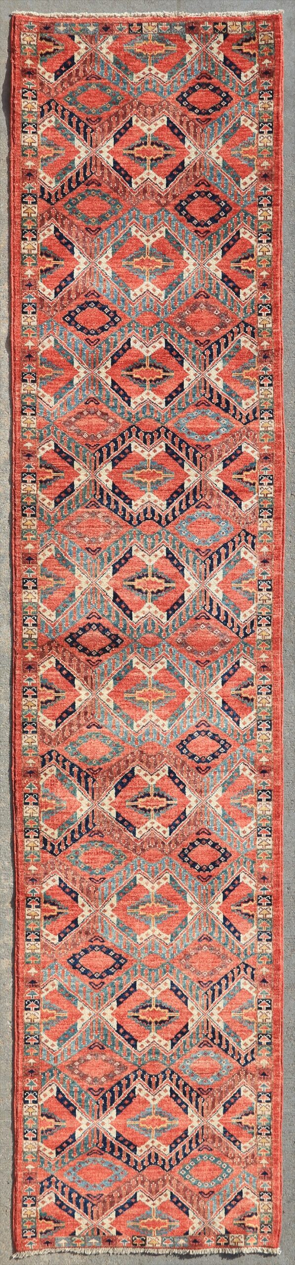 Afghan Turkoman Beshir rug knotted by hand with hand-carded, hand-spun, vegetable-dyed wool.