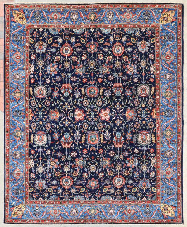 Afghan Kashan rug hand-knotted with hand-carded, hand-spun, vegetable dyed wool. Very fine weave.