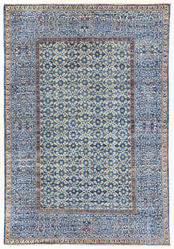 Afghan all-over Mamluk rug knotted by hand with hand-carded, hand-spun, vegetable-dyed wool.