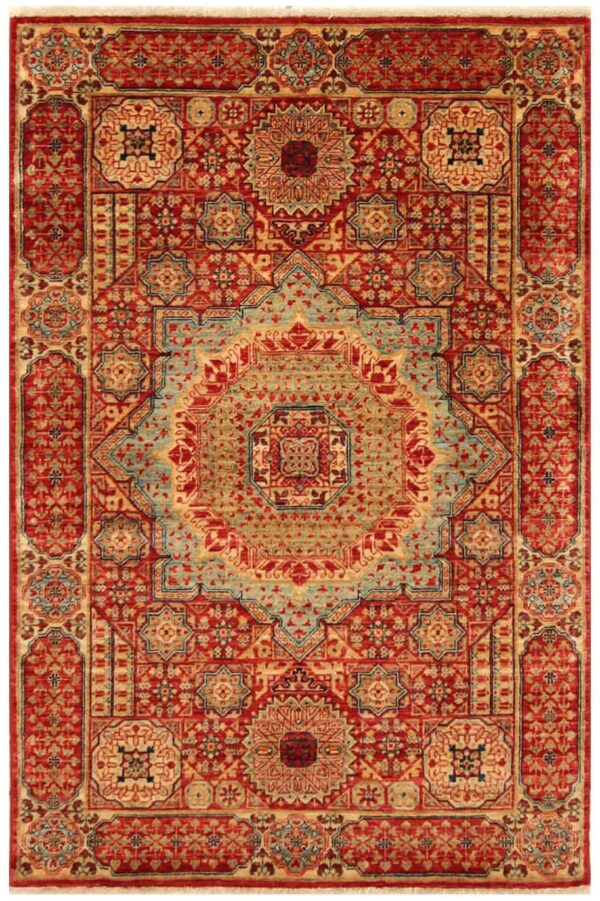 Afghan Mamluk rug knotted by hand with hand-spun, vegetable-dyed wool.