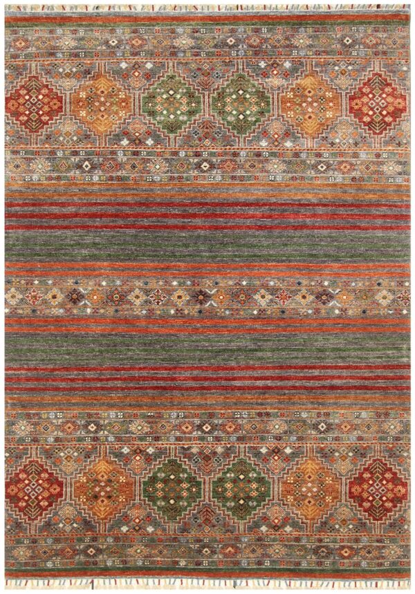 Afghan tribal Khorjin rug knotted by hand with hand-spun, vegetable-dyed wool.