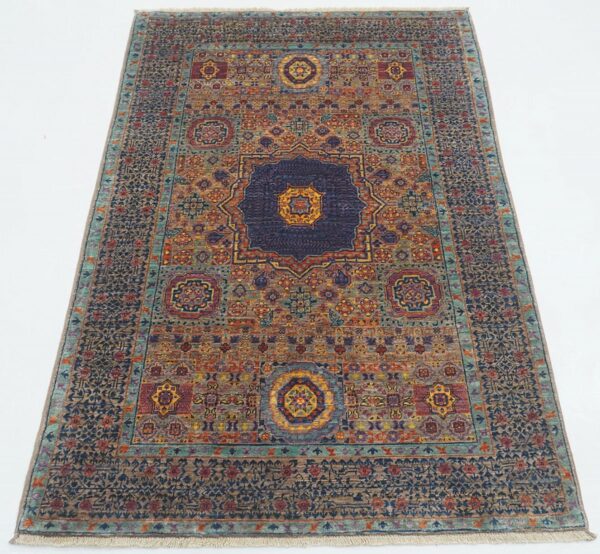 Afghan Mamluk garden medallion rug knotted by hand with hand-spun, vegetable-dyed wool.