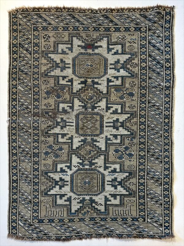 Antique hand-knotted Caucasian Lesghi Star Kuba rug.