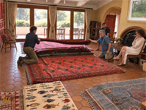 Showing rugs at Kalyani Rugs rug show.